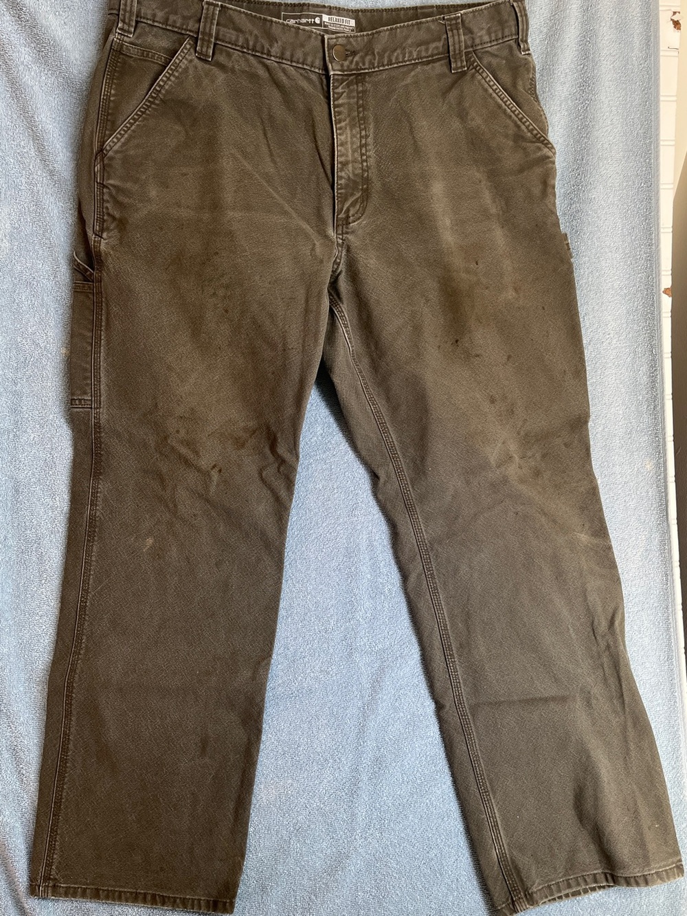 Carhartt Men's Rugged Relaxed Fit Duck Utility Work Canvas 38x32 Pants Brown